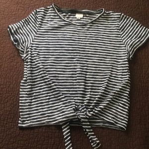 Tie-Front Striped Tee